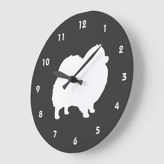 White Pomeranian Silhouette Grote Klok (Hoek)