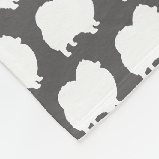 White Pomeranian Silhouettes Pattern Pom Lover's Fleece Deken (Hoek)
