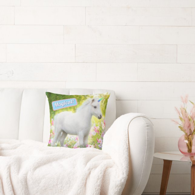 White Pony Unicorn Kussen (Bank)
