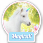 White Pony Unicorn Sticker (Voorkant)