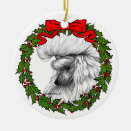 White Poodle Art van Glenda S. Harlan Keramisch Ornament