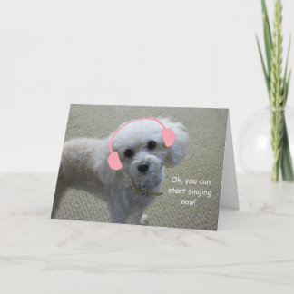 White Poodle Birthday Card by Focus for a Cause Kaart