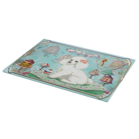 White Poodle Cupcake Tea Party Snijplank (Hoek)