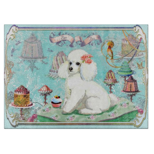 White Poodle Cupcake Tea Party Snijplank (Voorkant)