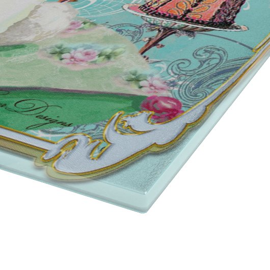 White Poodle Cupcake Tea Party Snijplank (Hoek)