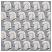 White Poodle Dog Art Fabric Stof (Swatch)