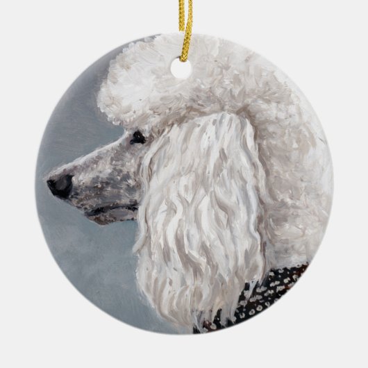 White Poodle Dog Art Ornament (Voorkant)