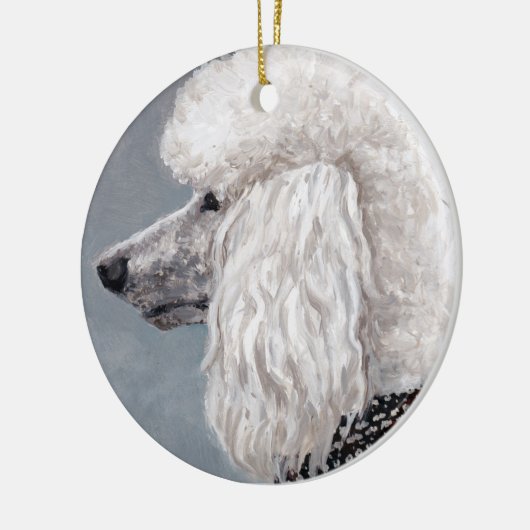White Poodle Dog Art Ornament (Links)