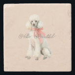 White Poodle Dog Hello Beautiful Stenen Onderzetter<br><div class="desc">White Poodle Dog Hello Beautiful</div>