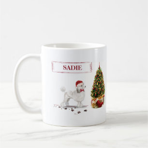 White Poodle Funny-kersthond met boom Koffiemok