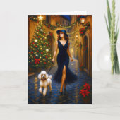 White Poodle Holiday Card Feestdagen Kaart (Voorkant)