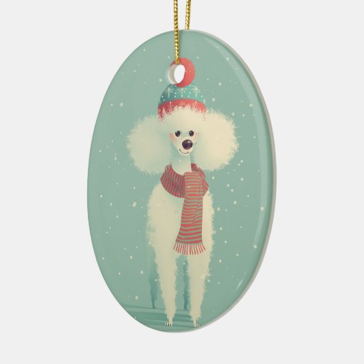 White Poodle Holiday Keepsake Keramisch Ornament (Links)