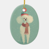 White Poodle Holiday Keepsake Keramisch Ornament (Voorkant)