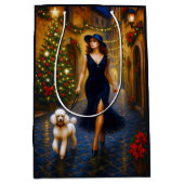 White Poodle Holiday  Medium Cadeauzakje (Voorkant)