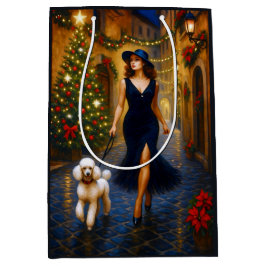 White Poodle Holiday  Medium Cadeauzakje