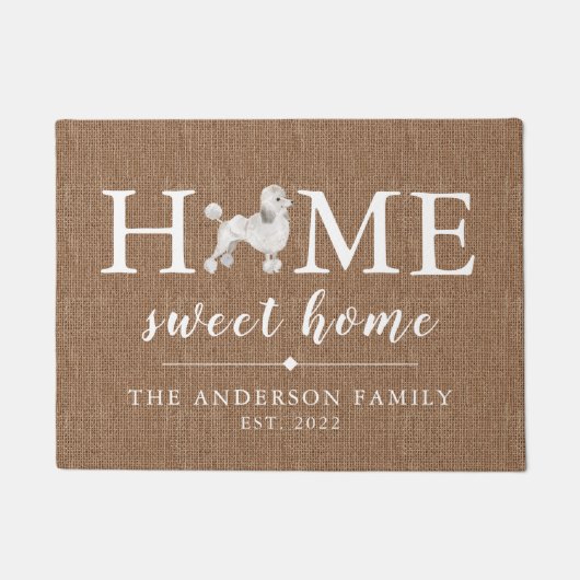 White Poodle Home Sweet Home Persoonlijke Doormat Deurmat (Voorkant)