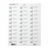 White Poodle Hydrangea Return Address Etiket (Full Sheet)