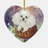 White Poodle in Basket Ornament (Voorkant)