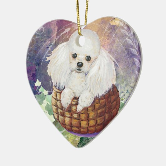 White Poodle in Basket Ornament (Links)