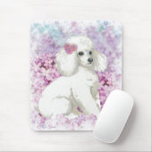 White Poodle in de Lilacs Art en Gifts Muismat (Met muis)