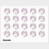 White Poodle in de Lilacs Art en Gifts Ronde Sticker (Vel)