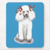 White poodle in Red Bows Portret Mousepad Muismat (Voorkant)