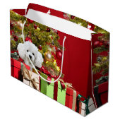 White Poodle Kerstmis Groot Cadeauzakje (Achterkant Gekanteld)