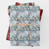 White Poodle Kerstmis Inpakpapier Vel (In situ)