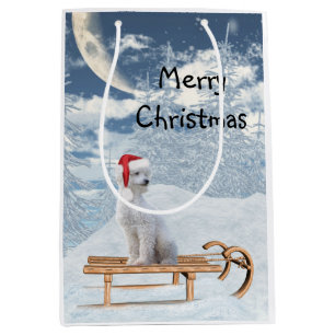 White Poodle Kerstmis Medium Cadeauzakje