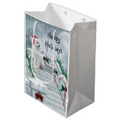 White Poodle Kerstmis Medium Cadeauzakje (Voorkant Gekanteld)