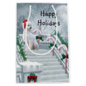 White Poodle Kerstmis Medium Cadeauzakje (Voorkant)