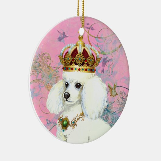 White Poodle King kerst Ornament (Rechts)