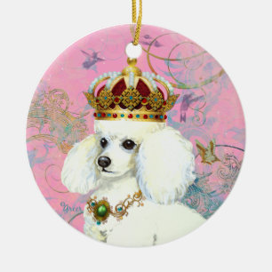 White Poodle King kerst Ornament