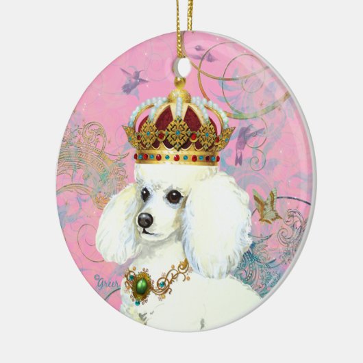 White Poodle King kerst Ornament (Links)