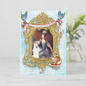 White Poodle & Marie Antoinette Invitation Kaart (Staand voorkant)