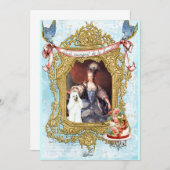 White Poodle & Marie Antoinette Invitation Kaart (Voorkant / Achterkant)