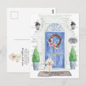 White Poodle Moving Announcement Briefkaart (Voorkant / Achterkant)