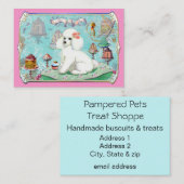 White Poodle Party-behandelingen en cupcake Visitekaartje (Voorkant / Achterkant)