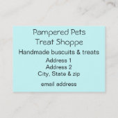 White Poodle Party-behandelingen en cupcake Visitekaartje (Achterkant)