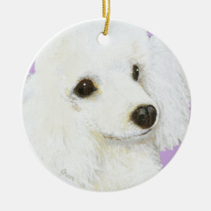 White Poodle Portrait-kerstversiering Keramisch Ornament