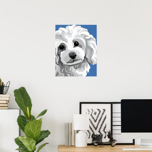 White Poodle Poster (Thuiskantoor)