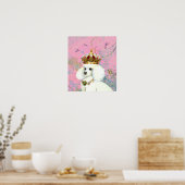 White Poodle Princess Hummingbird Poster Print (Keuken)