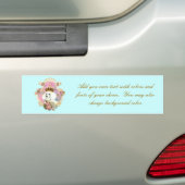White Poodle Princess n roze rozen Bumpersticker (Op auto)