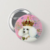 White Poodle Princess with Hummingbird Ronde Button 5,7 Cm (Voorkant /achterkant)