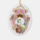White Poodle Queen-kerstversiering Keramisch Ornament (Rechts)