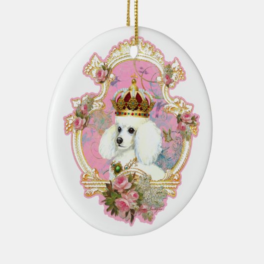 White Poodle Queen-kerstversiering Keramisch Ornament (Rechts)
