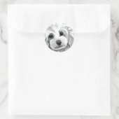 White Poodle Ronde Sticker (Tas)