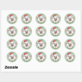 White Poodle Santa Hat Prettige feestdagen Ronde Sticker (Vel)