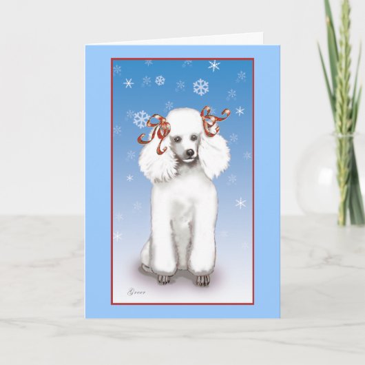 White Poodle Snowflawflakes Kerstfeestkaarten Feestdagen Kaart (Voorkant)