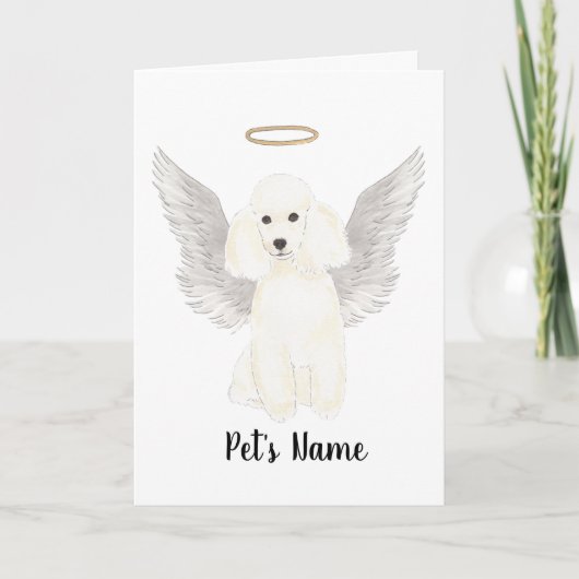 White Poodle Sympathy Memorial Bracelet Kaart (Voorkant)